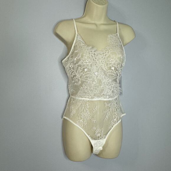 Anthropologie Rya Collection Eleanor Teddy Lace Bodysuit Romantic Sexy White XS - Picture 2 of 11